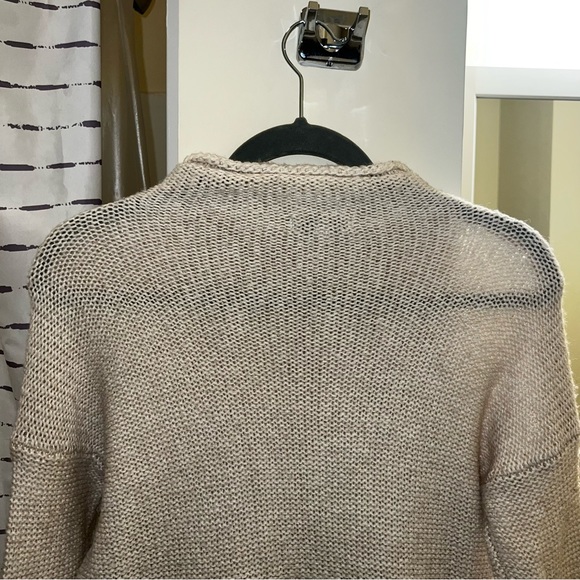 AMERICAN EAGLE sweater waffle knit mockneck cream tan neutral drop shoulder cozy - Picture 6 of 10